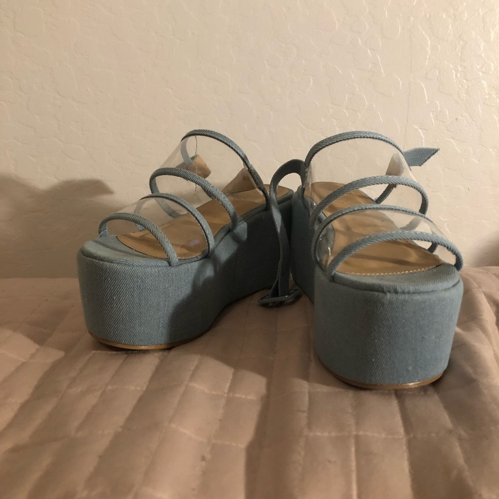 Denim platform shoes